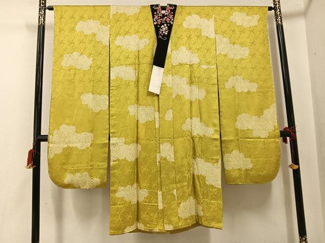 平和屋着物●振袖用長襦袢　無双仕立て　絞り　雲重ね文　やまと誂製　半衿刺繍　正絹　逸品　未使用　AABG9061ph