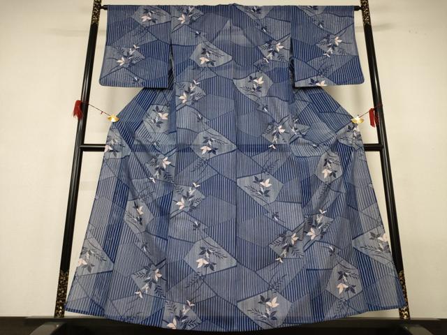 平和屋着物＊夏物　小紋　紗　草花文　ロング丈　洗える着物　AABA5679sx 平和屋着物＊夏物 小紋 紗 草花文 ロング丈 洗える着物 AABA5679sxの