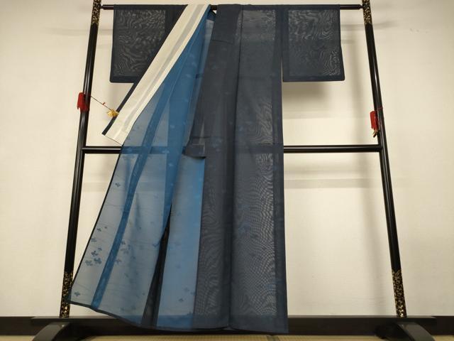 平和屋着物＊夏物　小紋　紗　舞花文　正絹　逸品　AABG9090jd_2