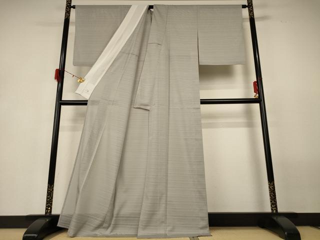 平和屋着物＊夏物　洗える最高級着物　＜英＞はなぶさ謹製　色無地　絽　絹鼠色　洗える着物　AABG9149jd_1