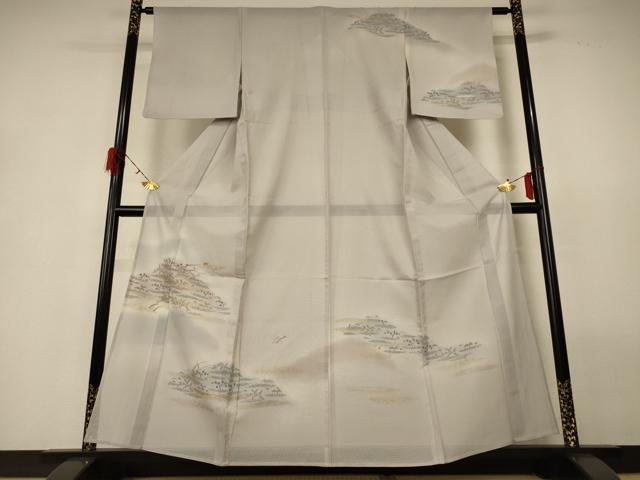 平和屋着物＊夏物　訪問着　紗　風景花鳥文　暈し染め　金彩　正絹　逸品　AABG9152jd