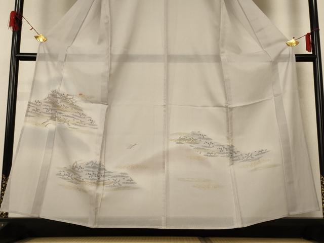 平和屋着物＊夏物　訪問着　紗　風景花鳥文　暈し染め　金彩　正絹　逸品　AABG9152jd_2