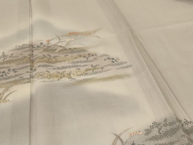 平和屋着物＊夏物　訪問着　紗　風景花鳥文　暈し染め　金彩　正絹　逸品　AABG9152jd_3