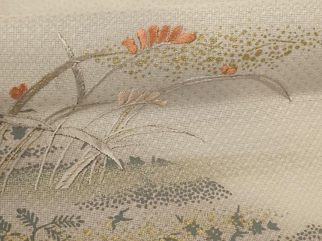 平和屋着物＊夏物　訪問着　紗　風景花鳥文　暈し染め　金彩　正絹　逸品　AABG9152jd_5