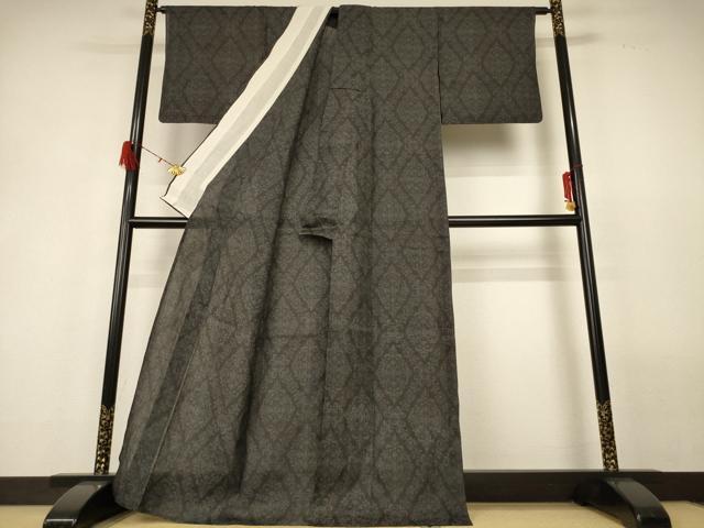 平和屋着物＊夏物　石川県指定無形文化財　能登上布　本麻手織上布　幾何学文様　麻　逸品　AABG9169jd_2