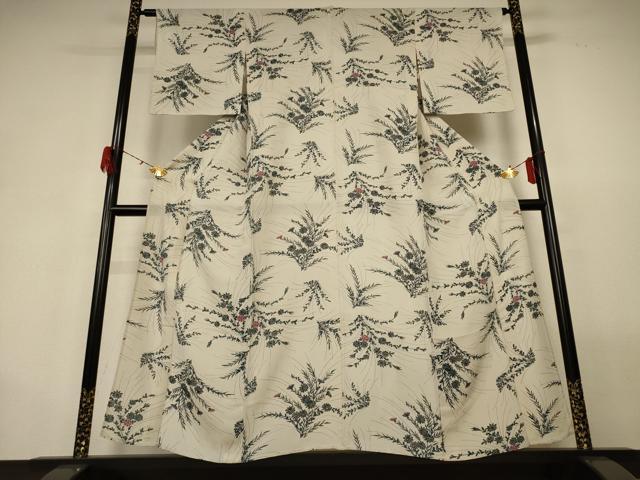 平和屋着物＊夏物　小紋　絽　草花文　正絹　逸品　AABG9173jd_1