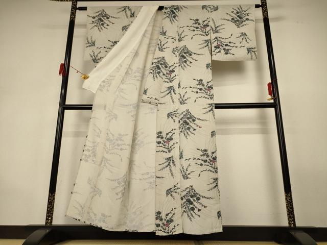 平和屋着物＊夏物　小紋　絽　草花文　正絹　逸品　AABG9173jd_2