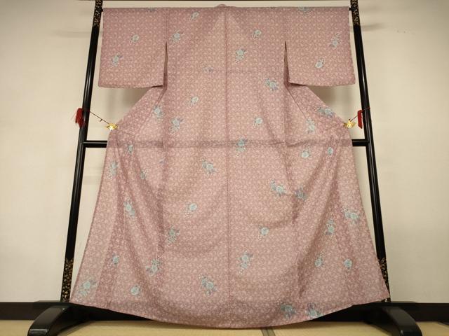 平和屋着物＊夏物　小紋　紗　辻が花　洗える着物　AABG9175jd_1