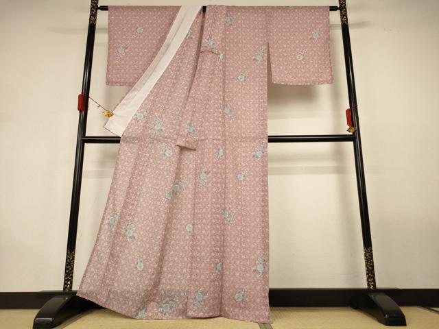平和屋着物＊夏物　小紋　紗　辻が花　洗える着物　AABG9175jd_2