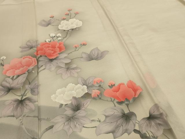 平和屋着物＊夏物　訪問着　絽　手描き　草花文　正絹　逸品　AABC1868jd 平和屋着物＊夏物 訪問着 絽 草花文 正絹 逸品 AABD4587jd 夏物正絹☆