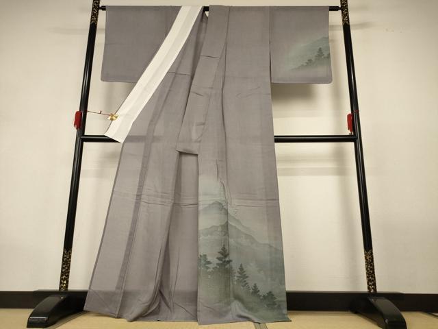 平和屋着物＊夏物　訪問着　紗　手描き　風景文　正絹　逸品　未使用　AABG9214jd_1
