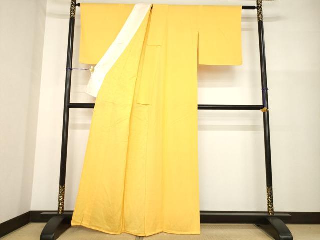 平和屋着物▽上質な色無地　単衣　乱菊地紋　柑子色　正絹　逸品　未使用　AABG9271ck_2