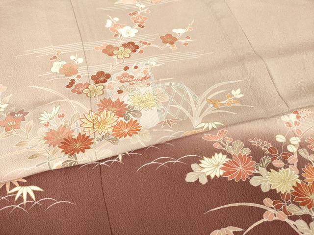 平和屋着物▽訪問着　単衣　花籬文　暈し染め　金彩　鬼しぼ縮緬　正絹　逸品　AABG9281ck_4