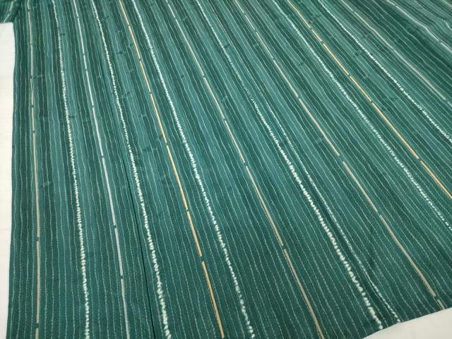 平和屋着物▽上質な小紋　単衣　絞り　縞　正絹　逸品　AABG9292ck_3