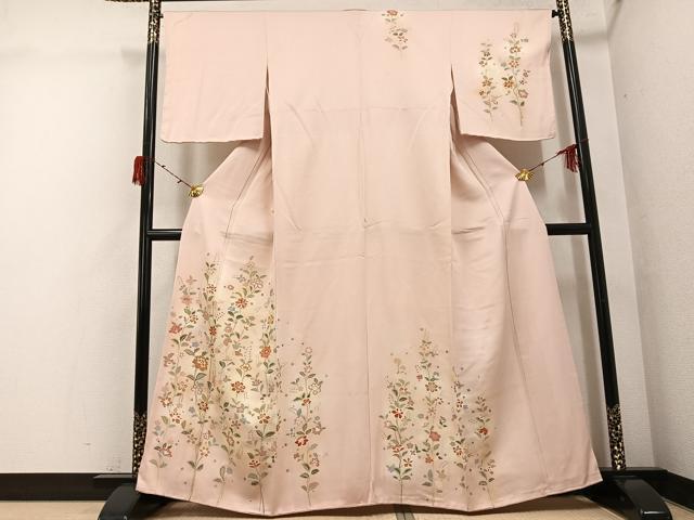 平和屋着物●訪問着　友禅　草花文　正絹　逸品　AABG9532ph