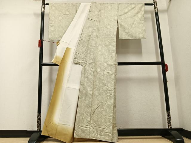 平和屋着物●上質な紬　麻の葉文様　正絹　逸品　AABG9535ph_2