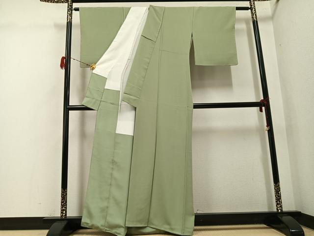 平和屋着物●上質な色無地　作家物　幻の染　岩石染　柳茶色　正絹　逸品　未使用　AABG9539ph_2