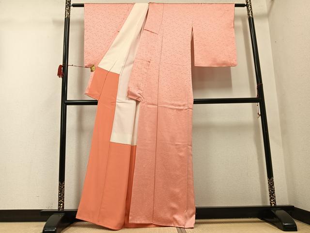 平和屋着物●上質な色無地　草木地紋　一斤染色　正絹　逸品　未使用　AABG9546ph_2