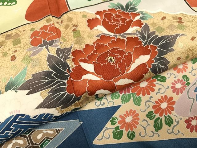 平和屋着物●豪華振袖　友禅　色紙草花文　金彩　正絹　逸品　AABG9563ph_4