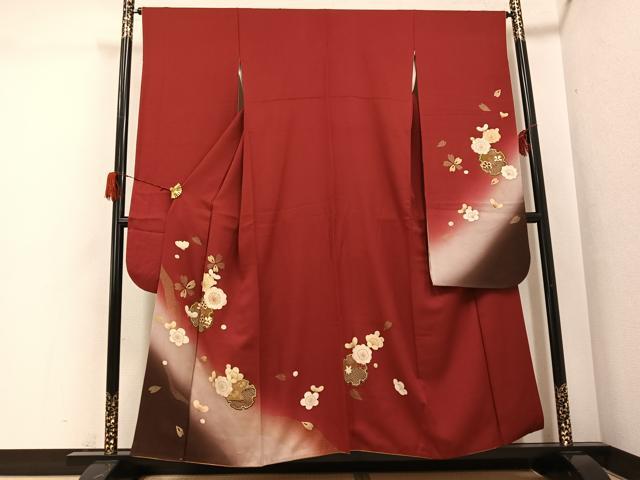 平和屋着物●豪華振袖　雪輪梅文　暈し染め　金彩　やまと誂製　正絹　逸品　AABG9575ph