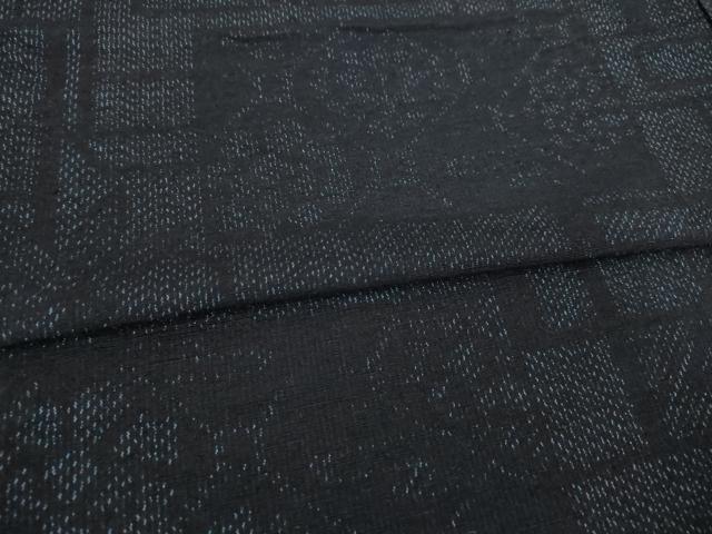 平和屋着物▽結城紬　単衣　幾何学花文　正絹　逸品　AABG9620ck_4