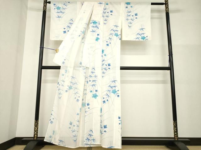 平和屋着物＊夏物　小紋　絽　草花文　洗える着物　未使用　AABG9646ck_1
