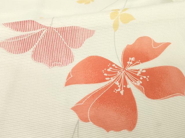 平和屋着物＊夏物　小紋　絽　草花文　洗える着物　未使用　AABG9652ck_3