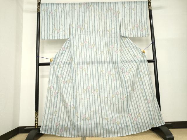 平和屋着物＊夏物　小紋　絽　舞桜文　洗える着物　AABG9663ck