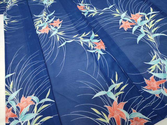平和屋着物＊夏物　小紋　絽　草花文　洗える着物　AABG9668ck_2