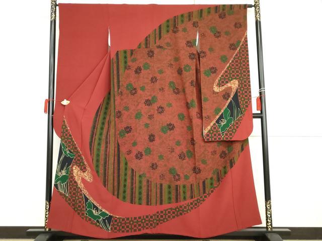 平和屋着物●豪華振袖　草花文　正絹　逸品　AABG9847cs