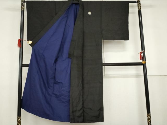 平和屋着物○男性 黒紋付 紬地 正絹 逸品 AABG9869cs 【公式通販】