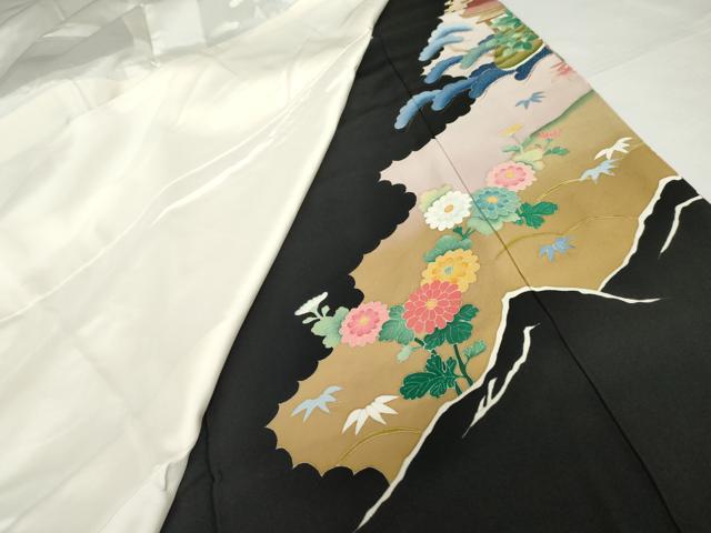 平和屋着物●本加賀友禅作家　中雅雄　黒留袖　松竹梅風景文　正絹　逸品　AABG9870cs_9
