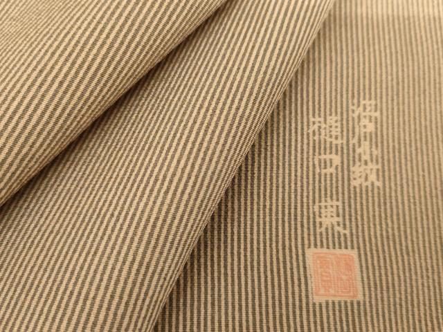 平和屋着物●樋口実　江戸小紋　万筋　肥後煤竹色×白橡色　正絹　逸品　未使用　AABG9893cs