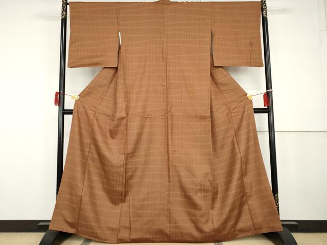 平和屋着物●お召　変わり格子　正絹　逸品　AABG9902cs 平和屋着物○お召 変わり格子 正絹 逸品 AABG9902cs 【公式通販】
