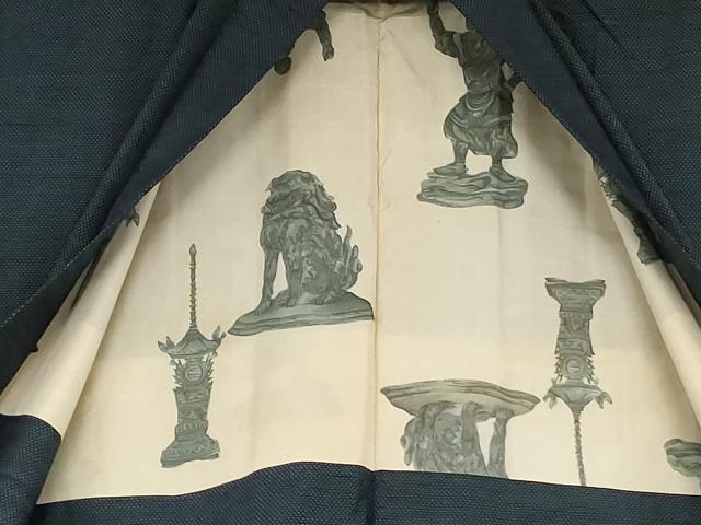平和屋着物○男性 塩沢紬 アンサンブル 十字 正絹 逸品 AABG9975cs
