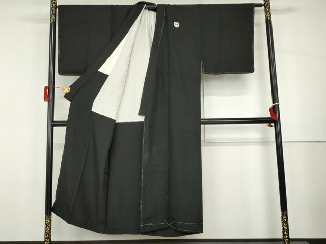 平和屋着物○男性 黒紋付 羽織セット 正絹 逸品 未使用 AABG9979cs
