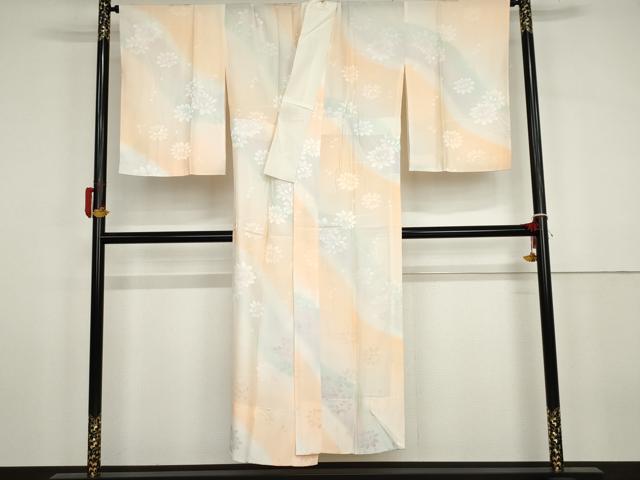 平和屋着物●長襦袢 無双仕立て 枝花地紋 暈し染め 正絹 逸品 AABG9987cs