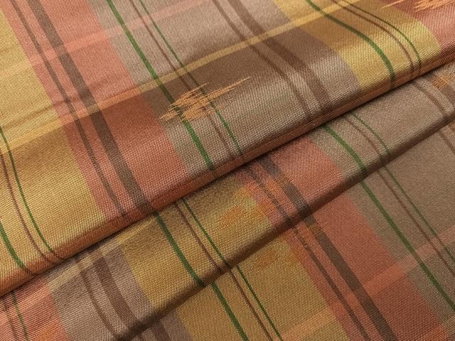 平和屋着物○上質な紬 格子 琉球絣文様 正絹 逸品 AABH0450ph 【公式通販】
