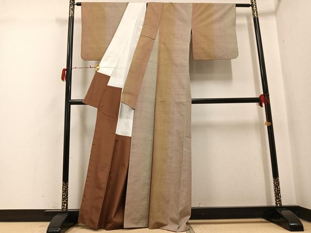 平和屋着物●上質な紬　間道　正絹　逸品　AABH0477ph_1