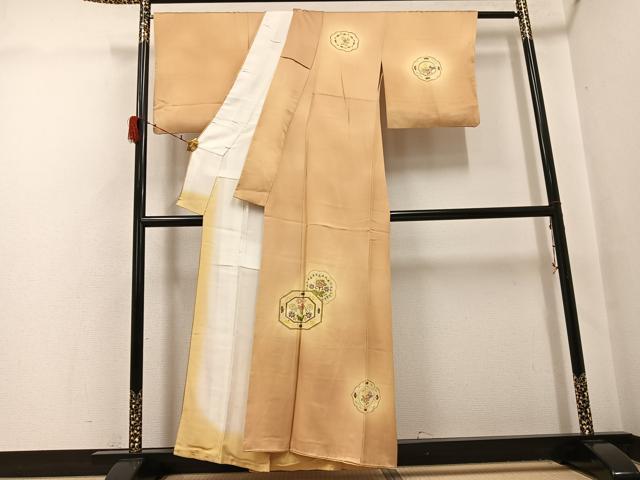 平和屋着物●訪問着　友禅　草花文　暈し染め　金彩　正絹　逸品　AABH0478ph_1