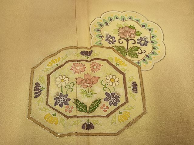 平和屋着物●訪問着　友禅　草花文　暈し染め　金彩　正絹　逸品　AABH0478ph_3