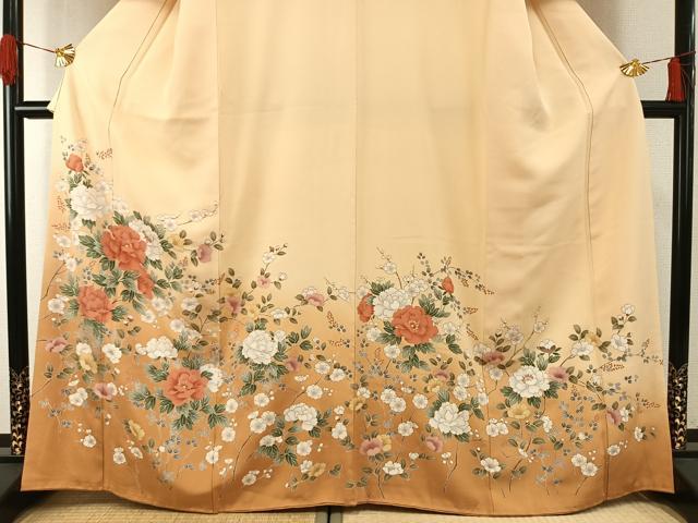 平和屋着物●訪問着　枝花文　暈し染め　正絹　逸品　AABH0491fy_2