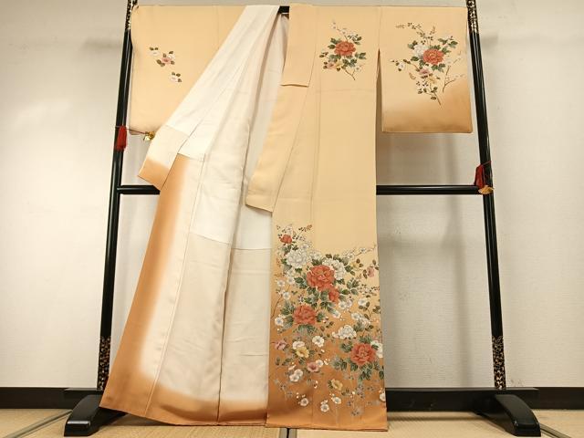 平和屋着物●訪問着　枝花文　暈し染め　正絹　逸品　AABH0491fy_1