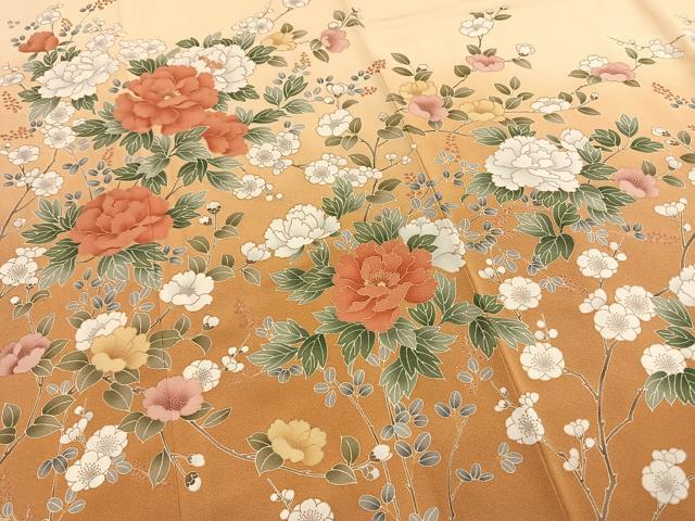 平和屋着物●訪問着　枝花文　暈し染め　正絹　逸品　AABH0491fy_3