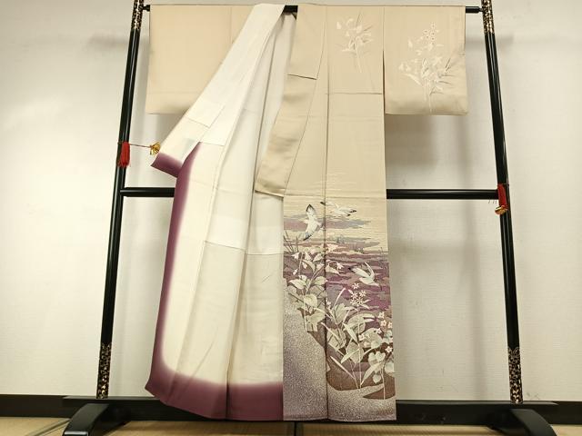 平和屋着物●中島博司　訪問着　花鳥文　正絹　逸品　AABH0549fy_1