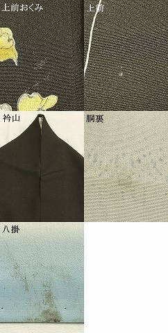 平和屋着物●訪問着　手描き　枝花文　黒地　正絹　逸品　AABH0570fy_6