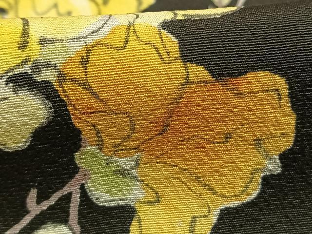 平和屋着物●訪問着　手描き　枝花文　黒地　正絹　逸品　AABH0570fy_5