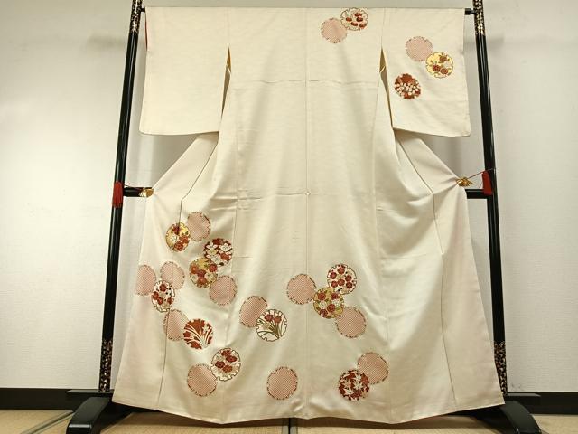 平和屋着物●訪問着　友禅　駒刺繍　雪輪花文　金彩　正絹　逸品　AABH0646fy 27,040円