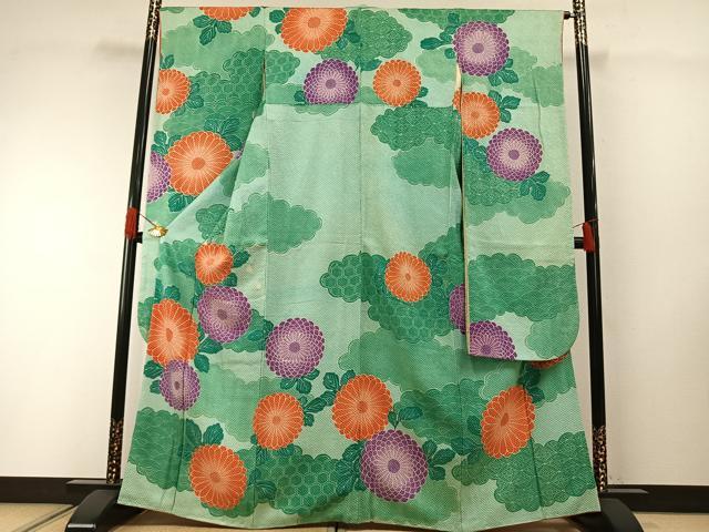 平和屋着物●名門　藤娘きぬたや・総絞り　振袖　雲取り花文　正絹　逸品　AABH0739fy