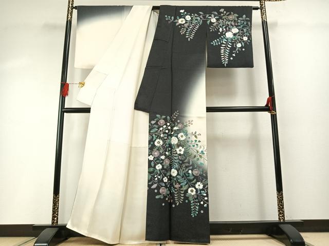 平和屋着物●螺鈿作家　甲斐泰造　訪問着　辻が花　暈し染め　銀通し地　正絹　逸品　AABH0805fy_1